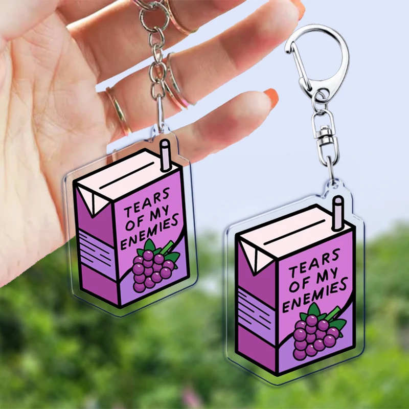 سلاسل مفاتيح دموع أعدائي للنساء ، سلسلة مفاتيح مشروبات مضحكة ، إكسسوارات قهوة ، قلادة عصير حليب ، مجوهرات للحقيبة ، مراوح #3