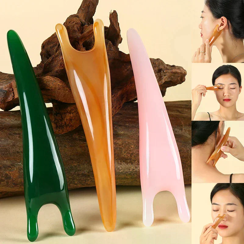 Multifunctional Resin Face Lifting Scraping Massage Nose Lifting Massage Y-shape Guasha Massage Reduce Puffiness Meridians Tool