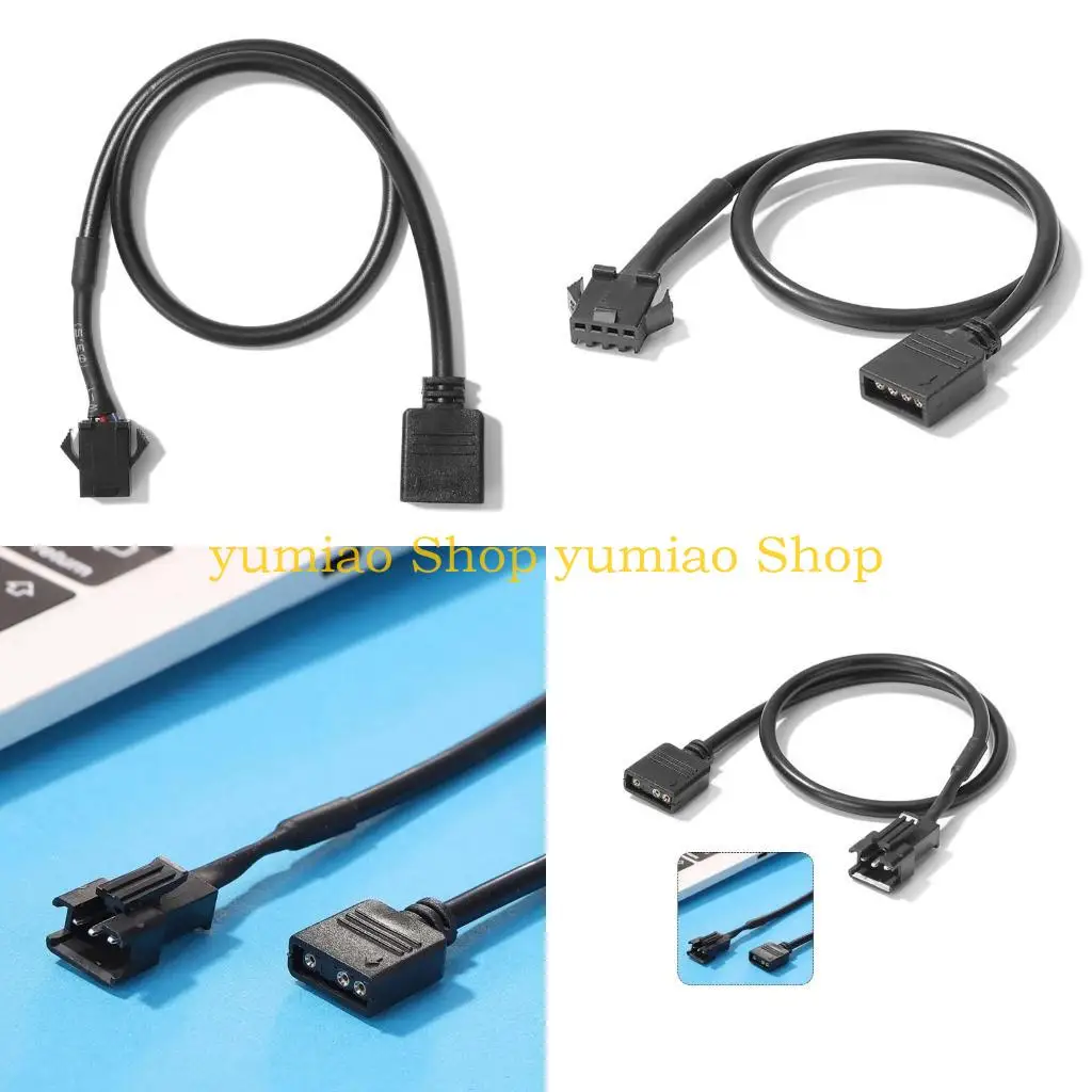 

587B 5V 3Pin/12V 4Pin RGB Adapter Conversion Cable for PC Computer Motherboard LED Light Strip Wire Line Converter Cord