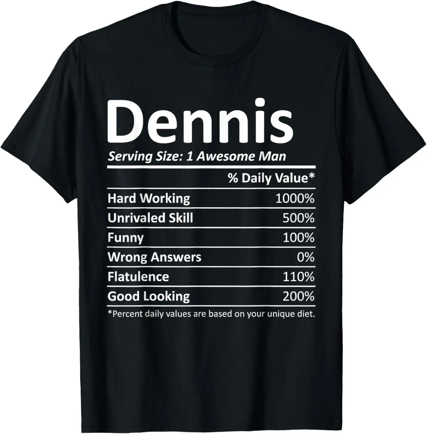 

DENNIS Nutrition Funny Birthday Personalized Name Gift Idea T-Shirt