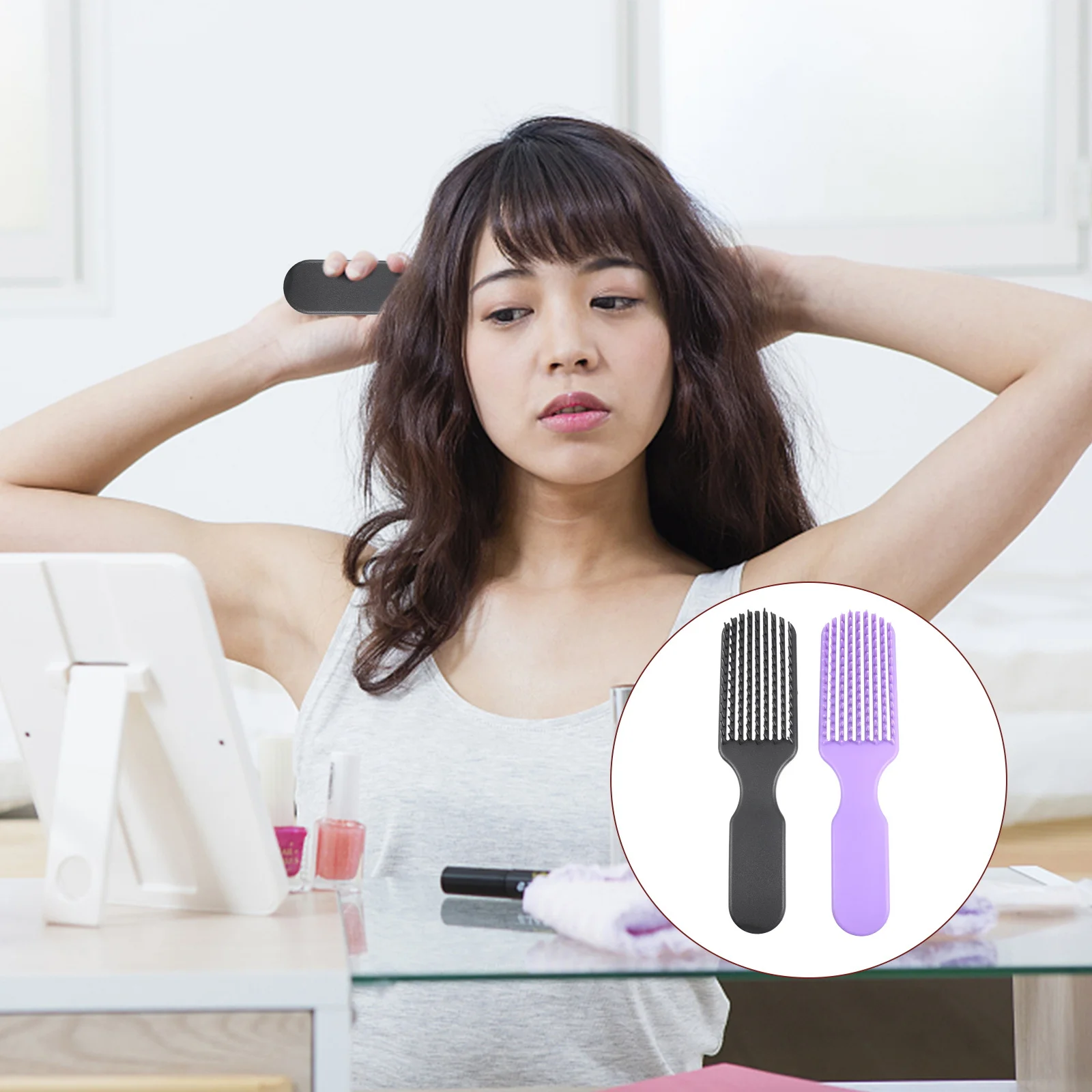 

2Pcs Hair Care Comb Women Massage Detangle Brush Scalp Relaxing Hairdressing Comb Curly Wet Dry Grip Women Hair Brush