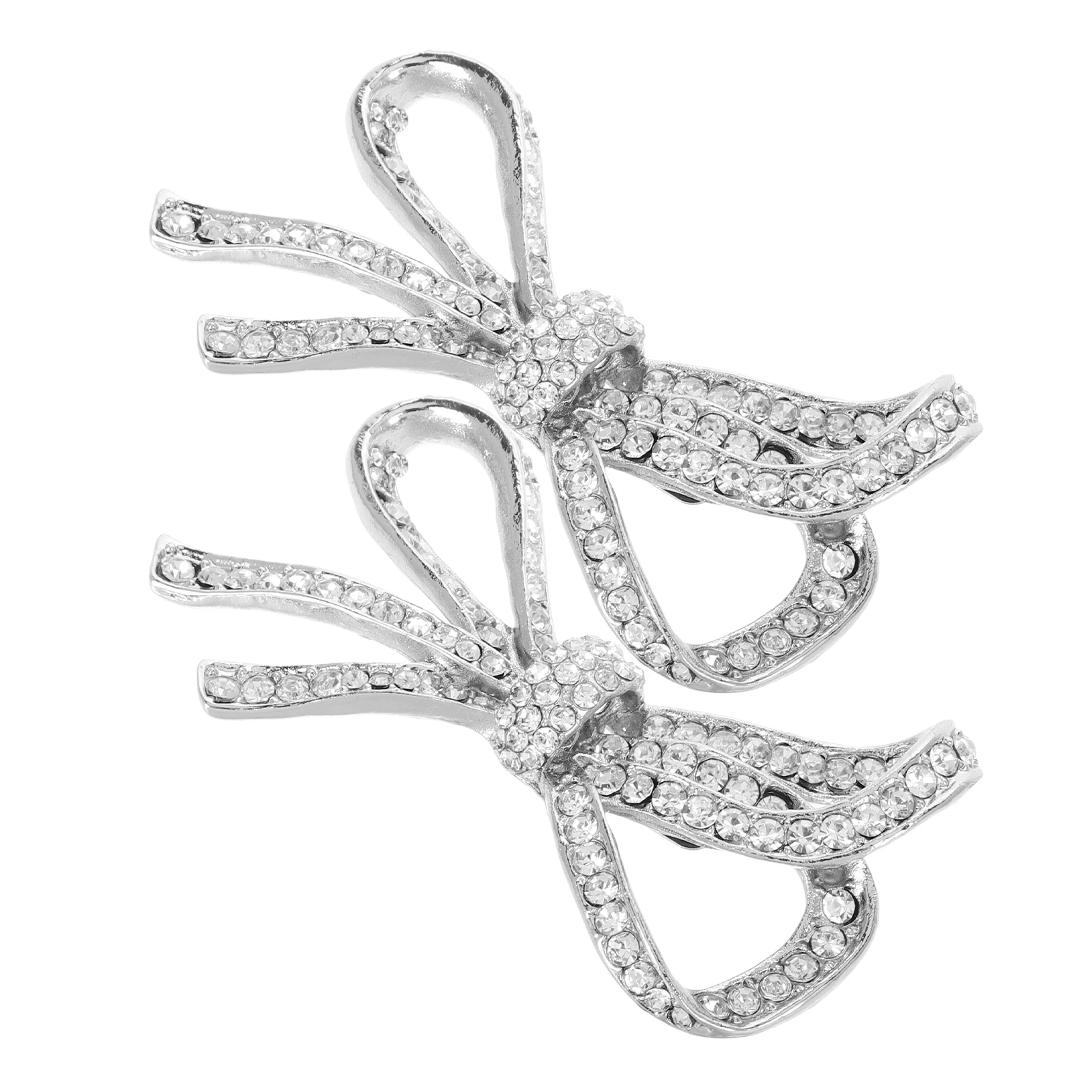 

1 Pair Shoe Buckle Clips Crystal Rhinestone Bowknot Decorative Accessories for Wedding High Heels Silver Color