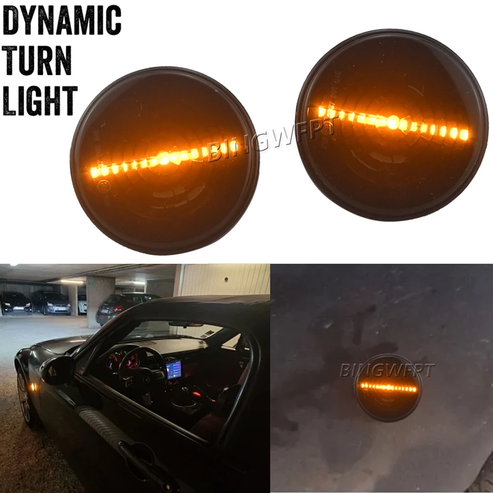 

Side Marker Turn Signal Light For Mazda MX5 MX-5 Mk1 Mk2 Mk3 1989-2015 NA NB NC Led Dynamic Arrow Blinker Indicator