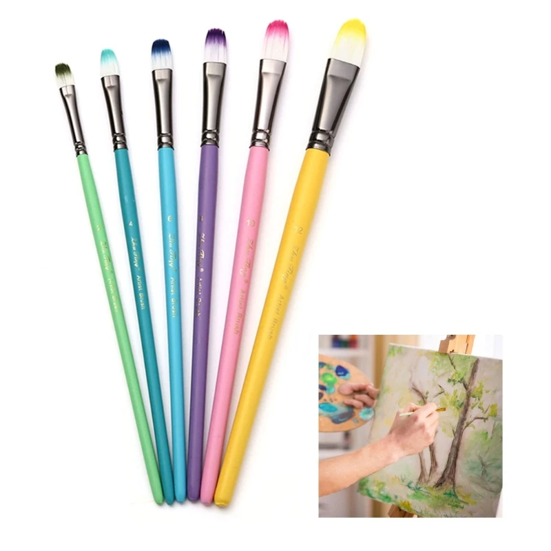 

6Pcs Round Pointed Tip Paintbrushes Paint Brush Sets Nylon Hair Artist Acrylic Paint Brushes for Acrylic Oil Watercolor H8WD