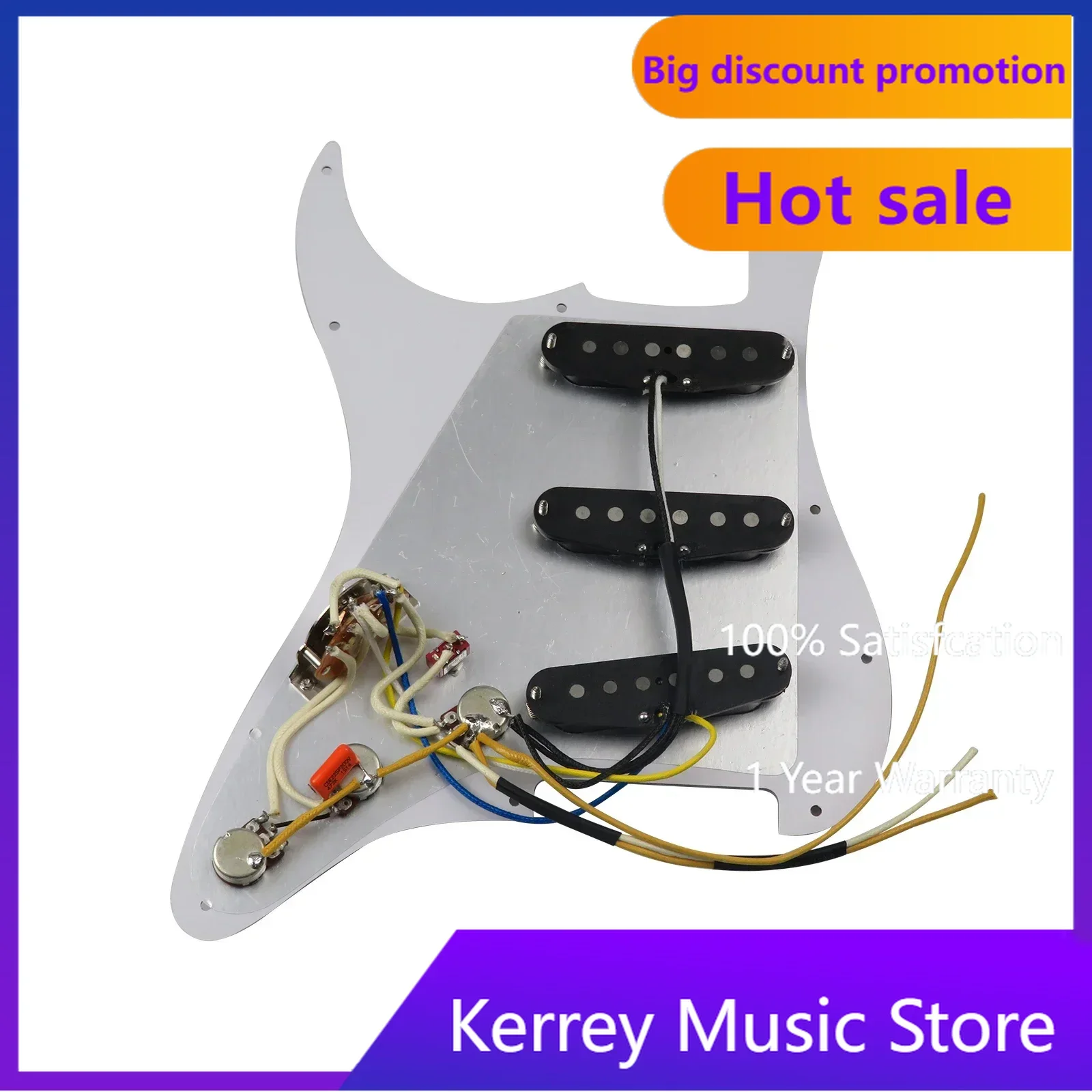 

Alnico 5 SSS Single Coil Electric Guitar Pickup Set Loaded Pickguard Yellow Pickup Covers Guitar Accessories