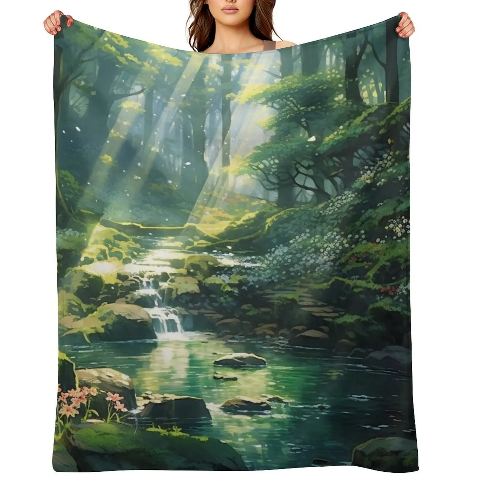 Warm Rays in the Forest Throw Blanket For Sofa Thin Thermal Large Quilt Blankets