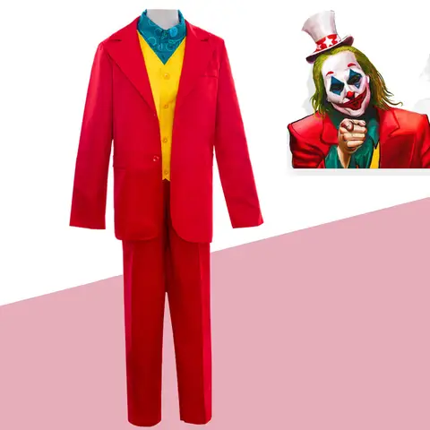 Costume de Cosplay du Film Joker, Joaquin Phoenix, Arthur Fleck, Clown Rouge Trempé, Perruque Verte, Ensemble Uniforme Personnal