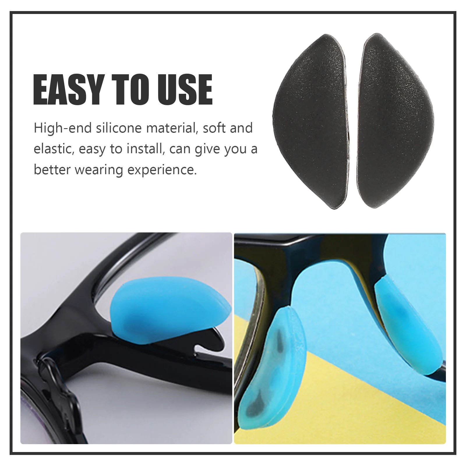 10 Pairs Half Moon Replaceable Glasses Silicone Nose Pads Man Guard for 170X070X070CM Soft Eye