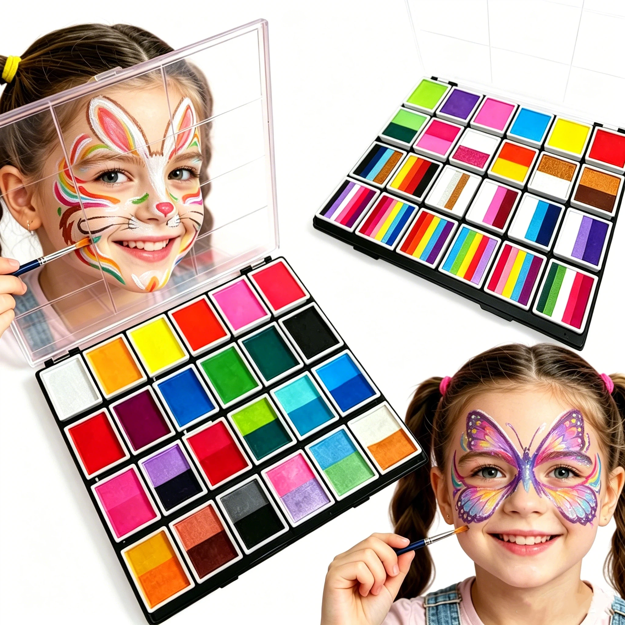 24 Colors Professional Body Face Paint kit For Party ﻿Face Paint Kit Water Based Non Toxic Face Paint Palette For Adults