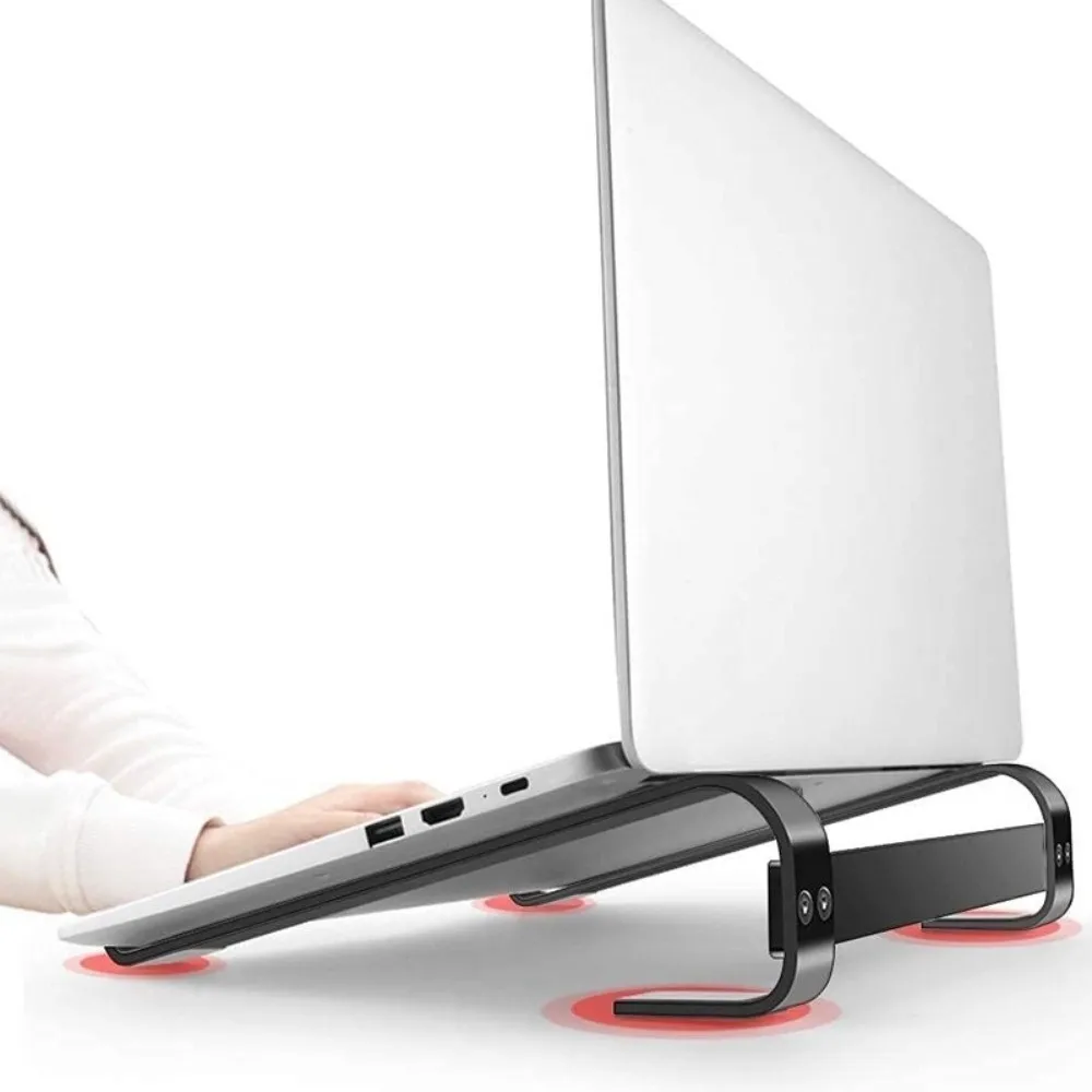 アルミニウム合金製ノートパソコンスタンド 人間工学に基づいた折りたたみ式コンピュータースタンド 滑り止めシリコン製 ポータブル冷却ブラケット デスクトップ用