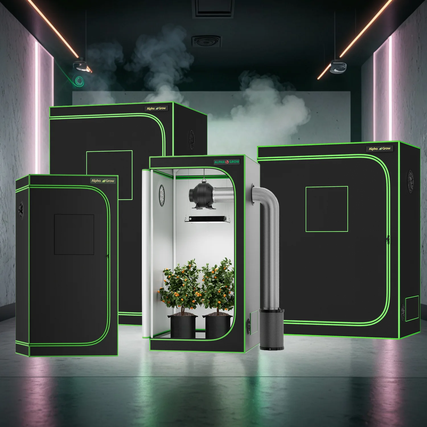 خيام ALPHAGROW Grow 2x2/3x3/4x2/4x4 قدم مدمجة - نظام مايلر المائي العاكس بنسبة 100% 1680D