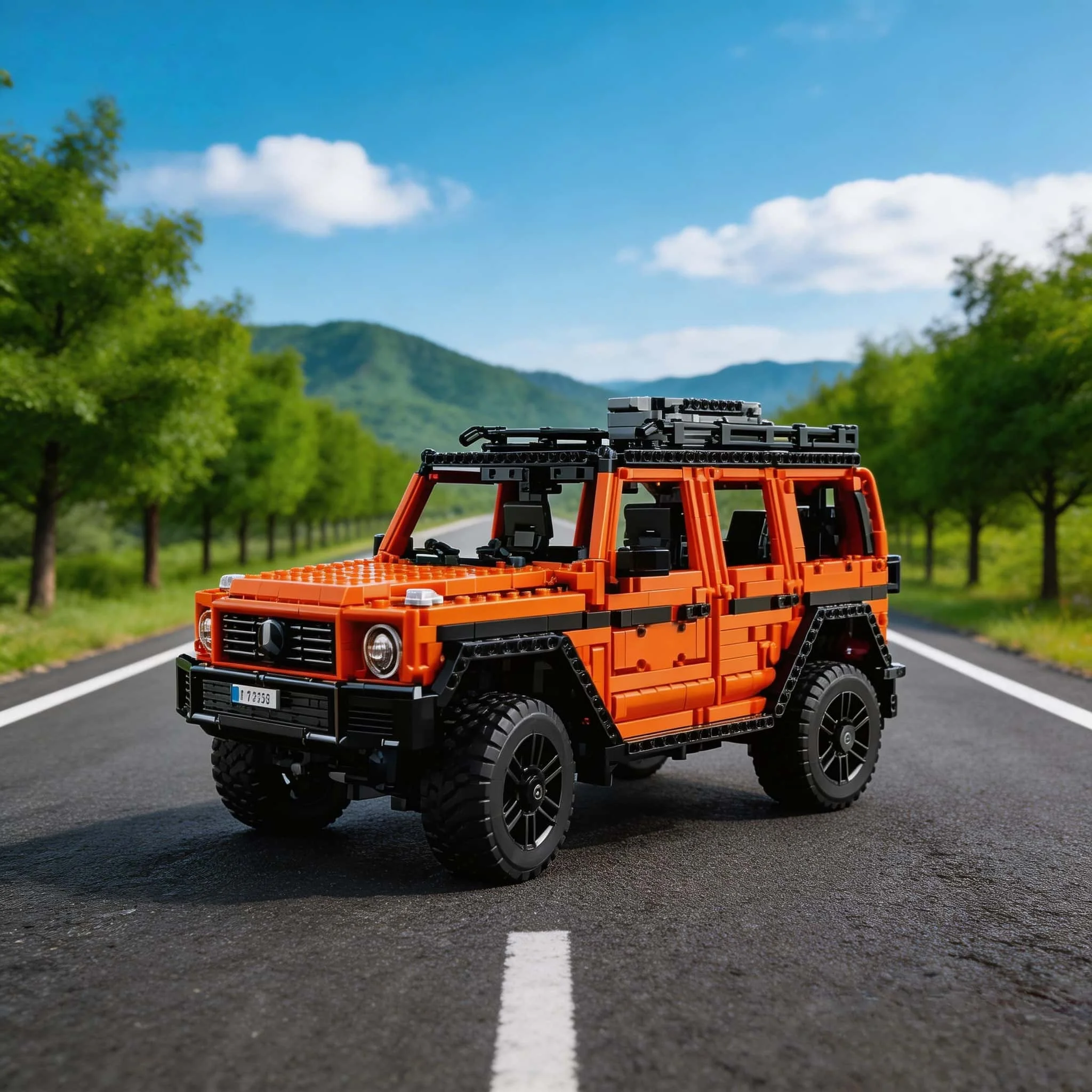 

Home decoration 2026 new interesting 2891pcS orange off-road vehicle car modular assembly model machine difficult holiday gifts