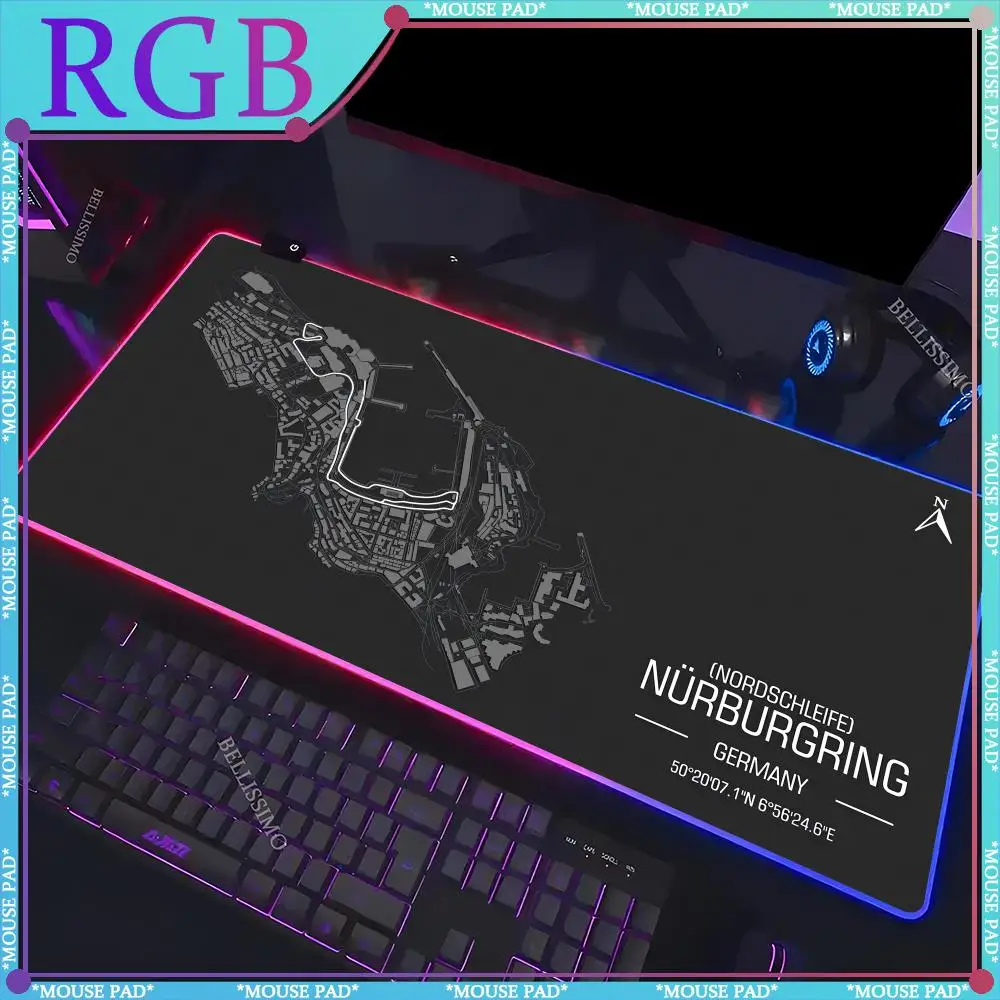 RGB Formula One Track Large XXL MousePad LED Gaming Keyboard Pad Gaming Accessories Luminous Non-slip Desk Mat Rubber Mouse Pad