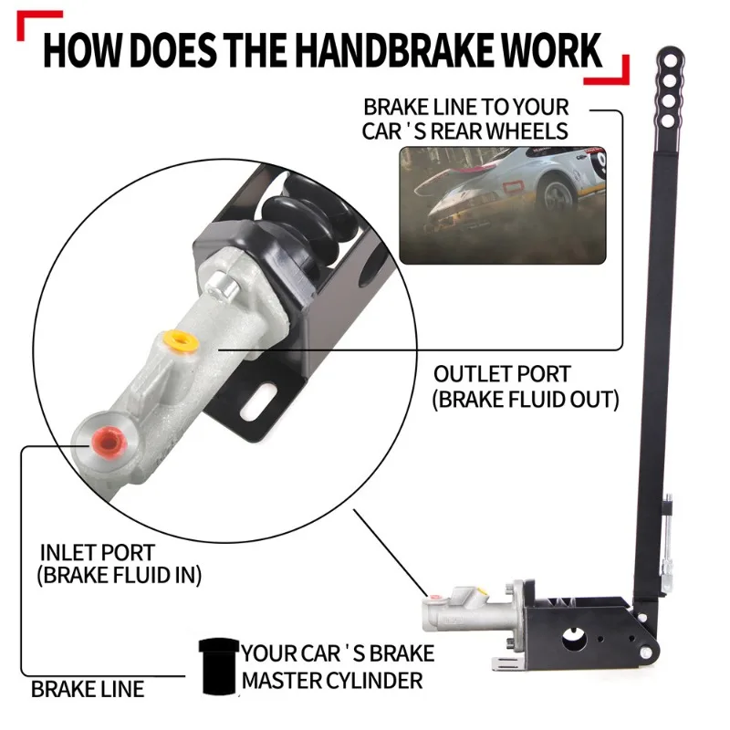 Car modification accessories Drift hydraulic competitive handbrake Rear brake lever lengthened straight handbrake 63cm