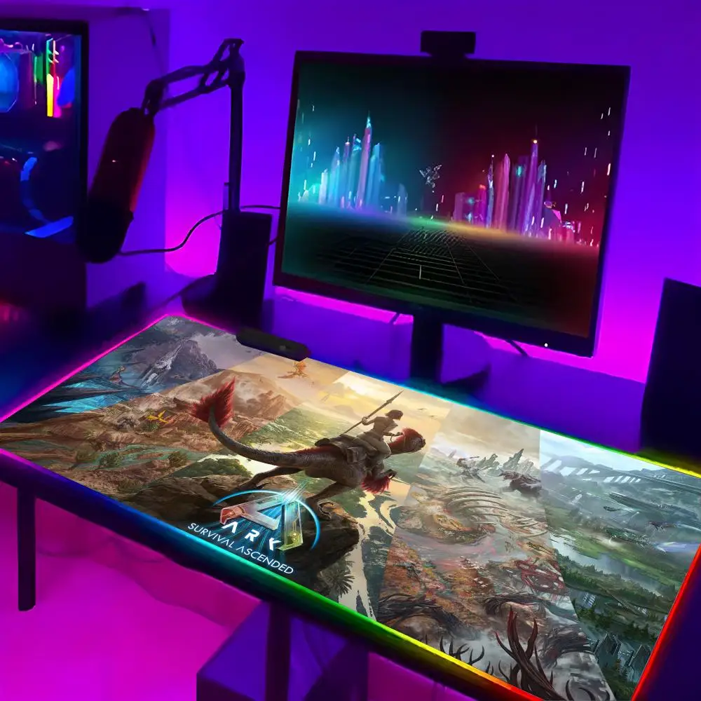 

Коврик для мыши A-Ark Survival E-Evolved-S, светодиодный RGB-коврик для клавиатуры, настольный коврик, красочный водонепроницаемый коврик для компьютерных игр, коврик для мыши