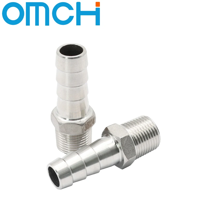 304 خرطوم الفولاذ المقاوم للصدأ اذع موصل 1/8 "1/4" 3/8 "1/2" BSP ذكر الموضوع وصلة أنابيب اذع خرطوم معبد اقتران الذيل موصل