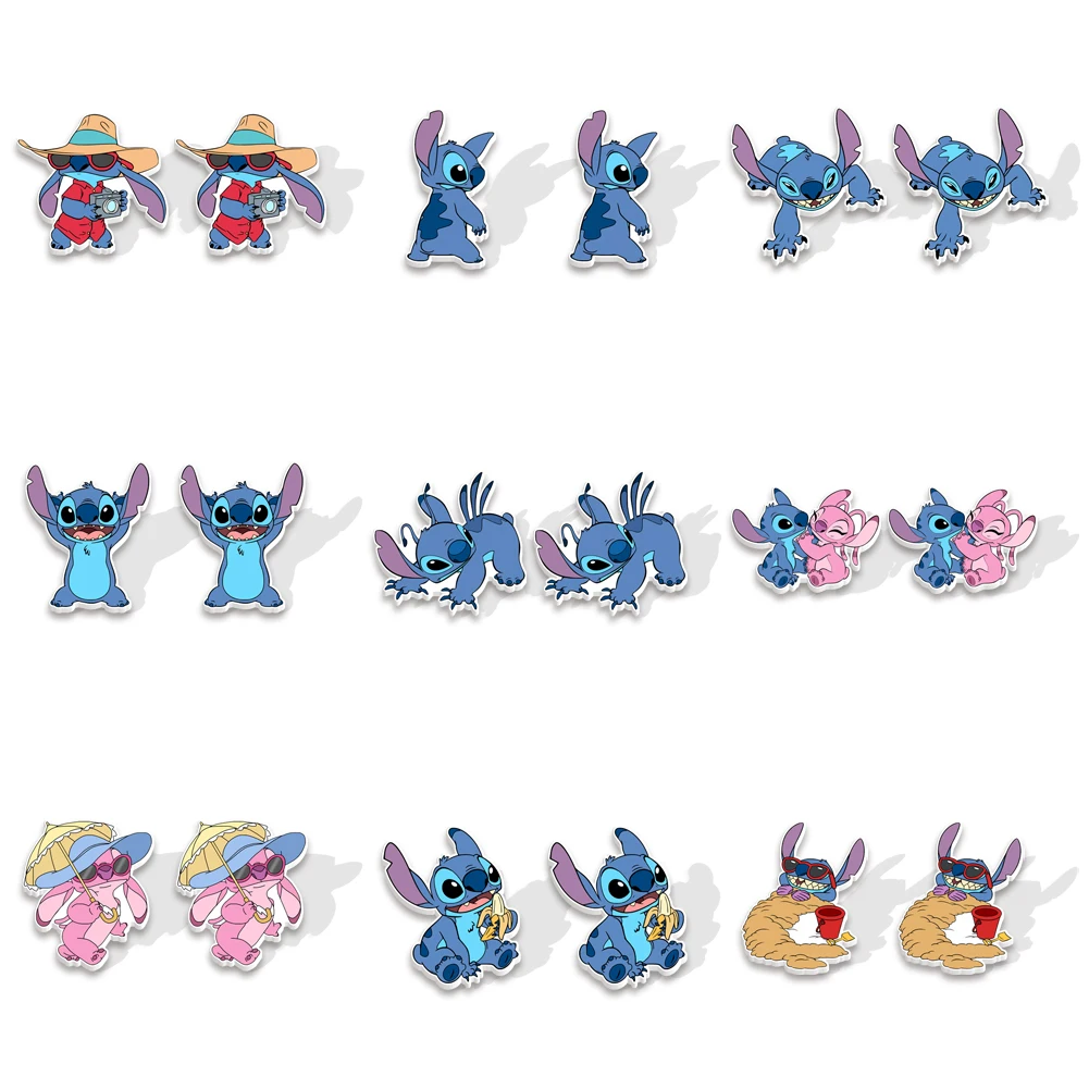 

W Disney Stitch Acrylic Earrings New Planar Accessories For Girls Colorful Earrings Cute Jewelry