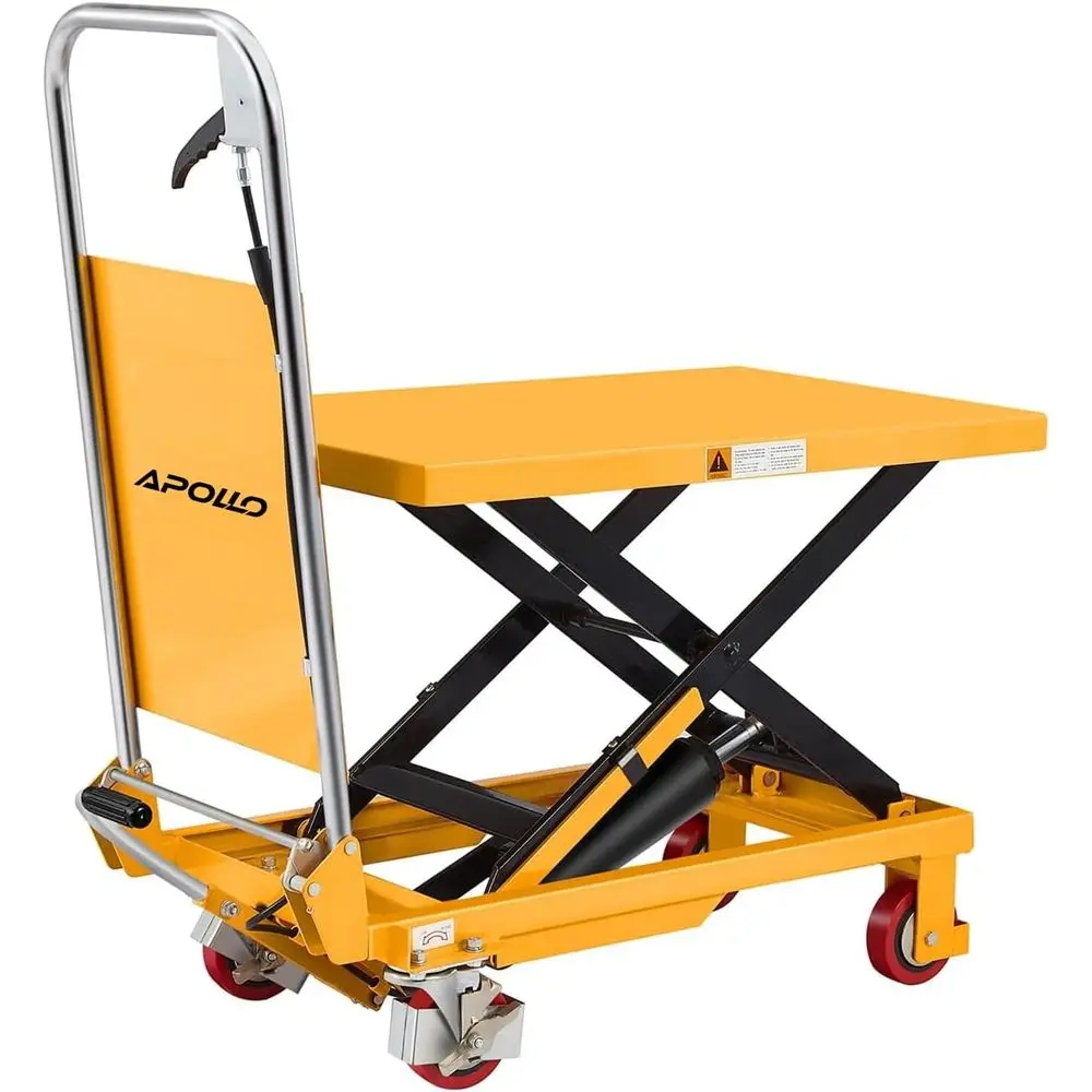 

Hydraulic Lit Table, 330lbs acity 29.1" Liting Height, Single Scissor Lit Table Cart with 4 Wheels and Saety Back Guard or Mater
