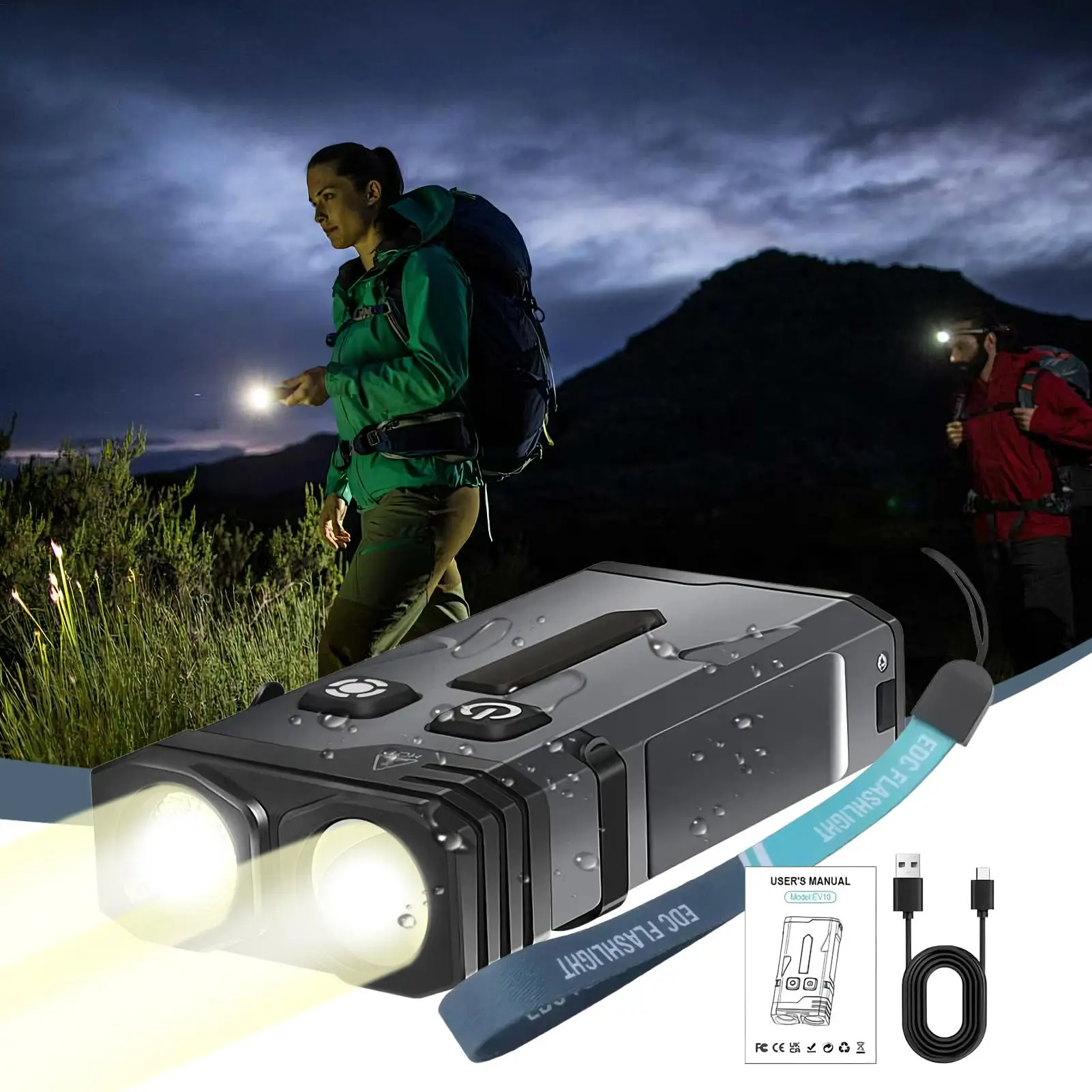 

Маленький брелок-фонарик, 1100 люмен, перезаряжаемый светодиодный фонарик, крошечный фонарик, водонепроницаемое уличное снаряжение для выживания, домашней безопасности