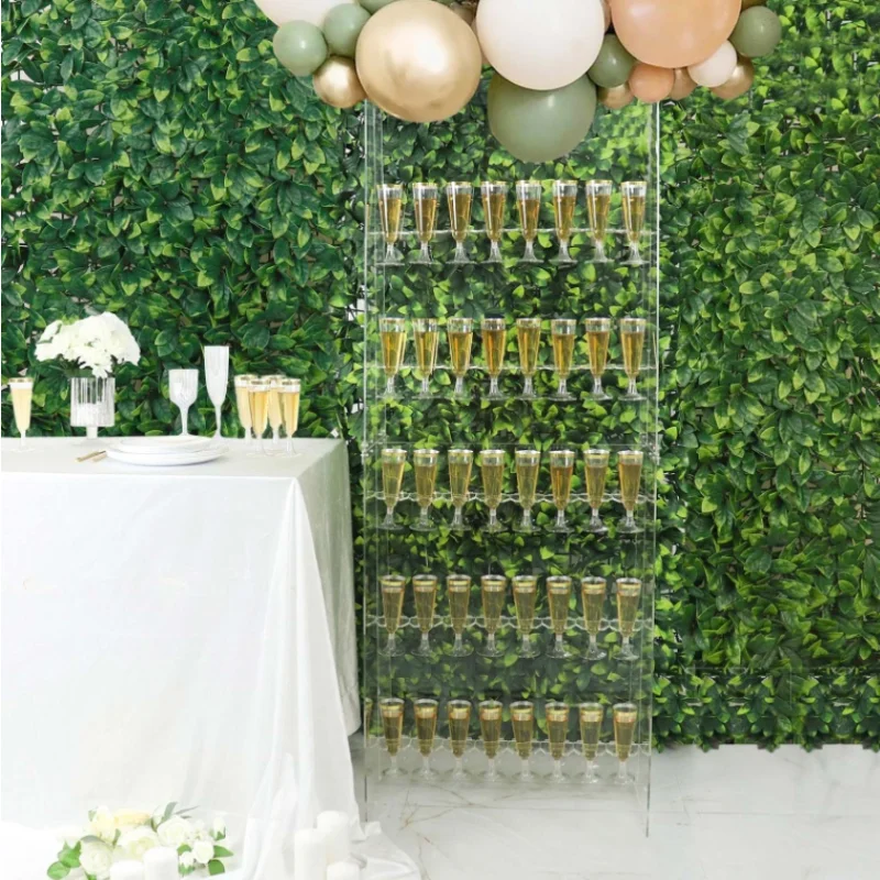 

5-Layer Transparent Color 40 Glasses Acrylic Wine Glasses High Stand Champagne Flute Stand Party Ledge