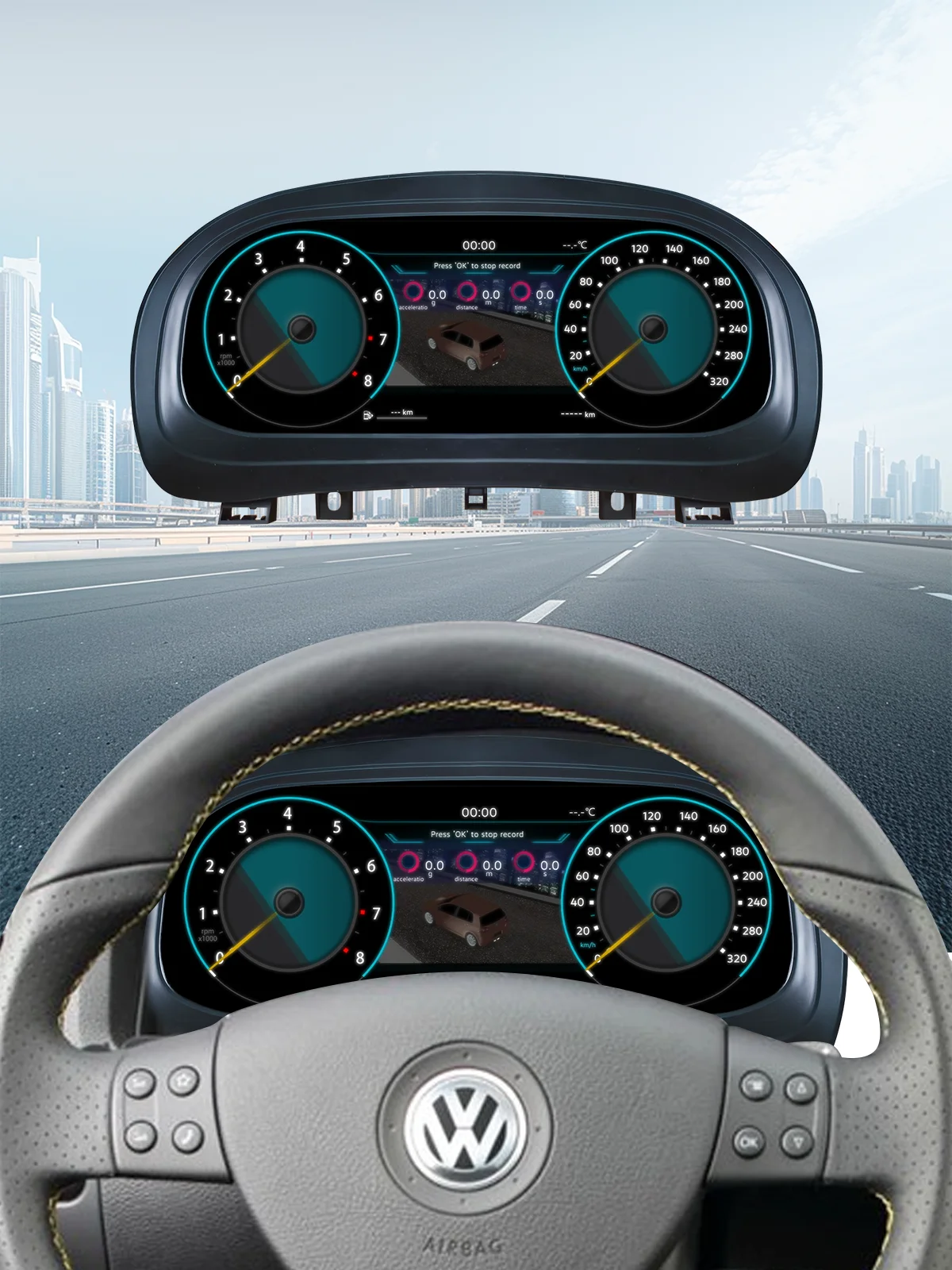 Navidigital 12,3'' LCD Digitales Armaturenbrett für VW Golf 4 Jetta MK4 Bora Baujahre 1997-2005 Virtuelles Instrumenten-Panel Cockpit
