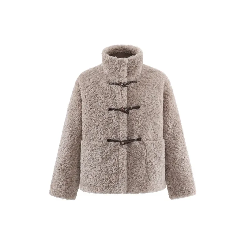 دافئ أفخم تبديل سترة المرأة سيدة الشتاء معطف قصير الوقوف طوق لينة رقيق ملابس خارجية خمر ملابس يومية غير رسمية نمط المظهر