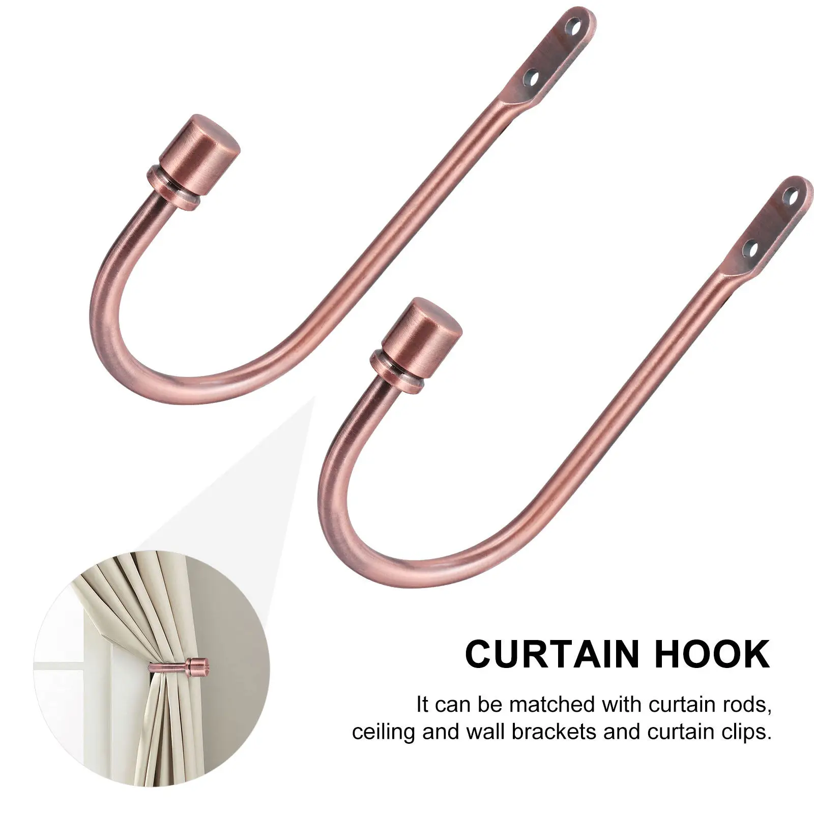 1Pair Curtain Tie Backs U Shaped Wall Hook Alloy Curtain Holder Drapery Hook Home Wall Hooks Home Decor Simple Tiebacks