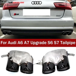 For Audi A6 A7 2016 to 2018 Muffler Tip Upgrade S6 S7 Four Outlet Stainless Steel Tailpipe Exhaust System