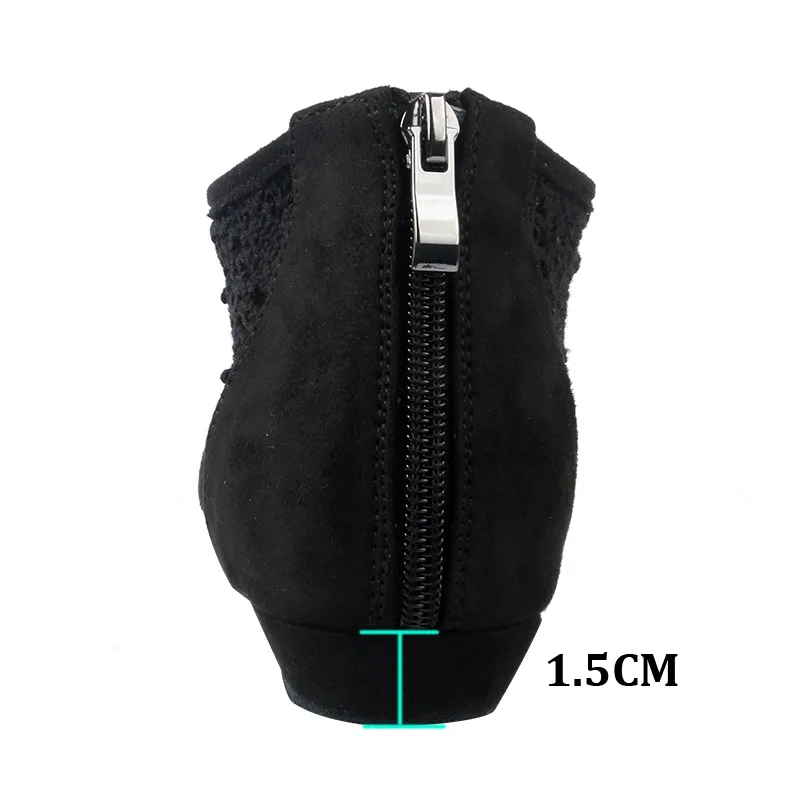 Wedopus Customized Dance Ankle Boots Shoes Black Suede Sole Boots Line Dance Shoes 1.5CM Heel