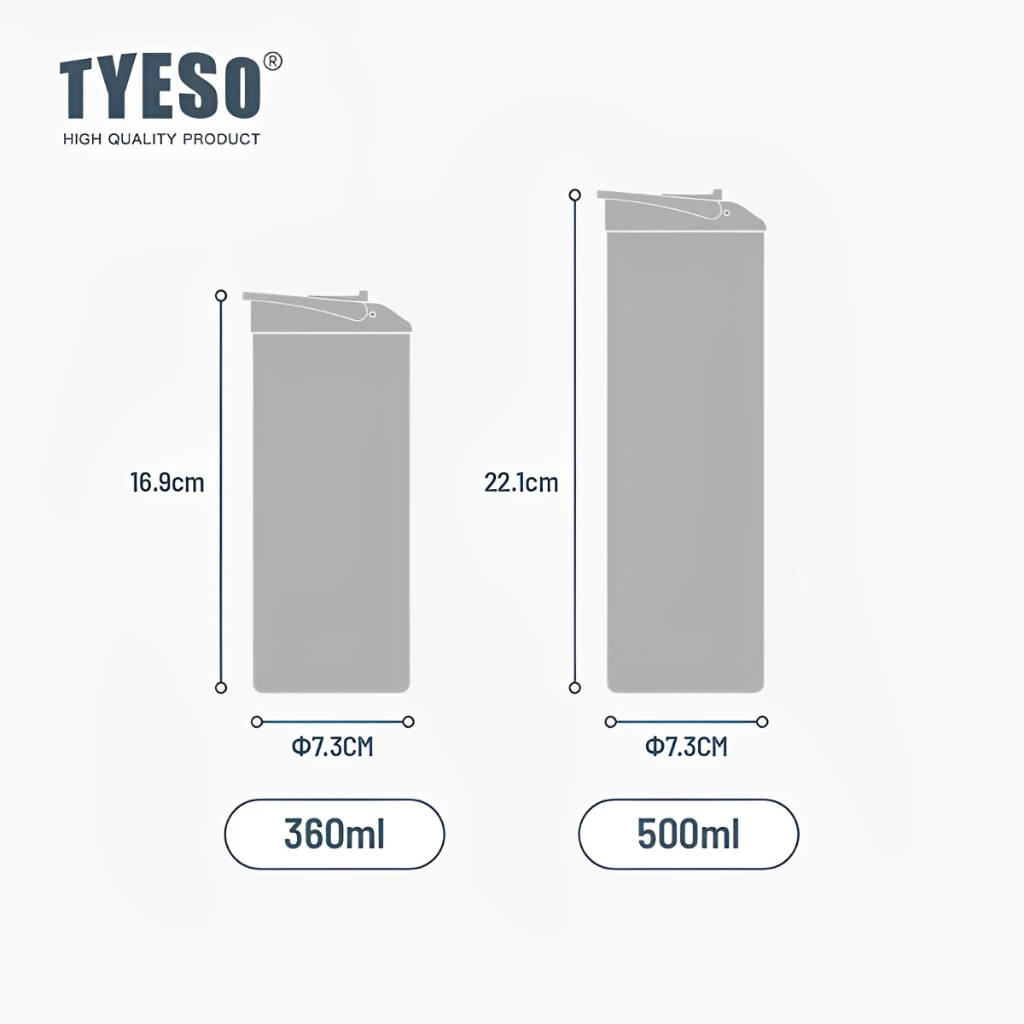 Tyeso-Portable Thermos Bottle, 304 Stainless Steel Flask, Water Bottle, Tumbler, Japanese Style, 360 ml, 500ml