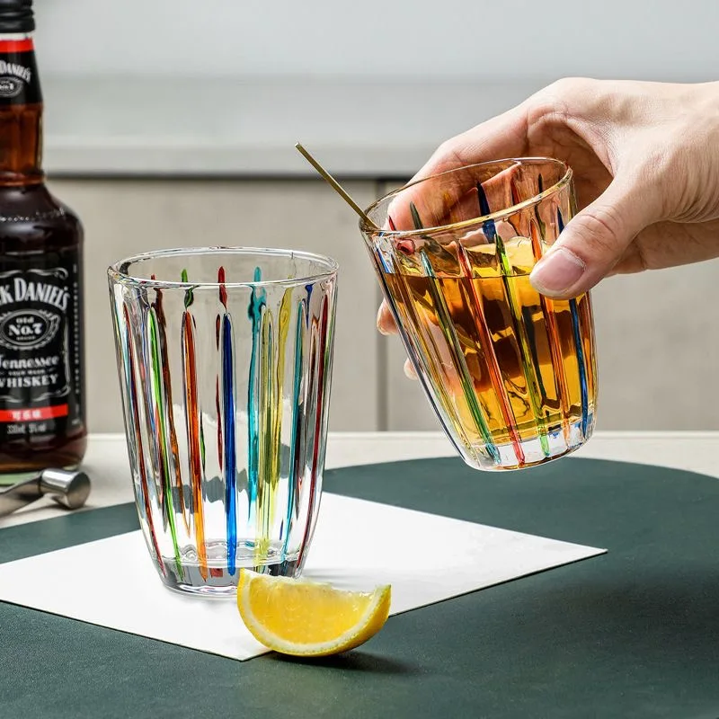 

230ml/310ml Light Luxury Colorful Glass Cup Italian Coffee Cup Juice Drink Cocktail Cup Bar Accessories Bar Decoration