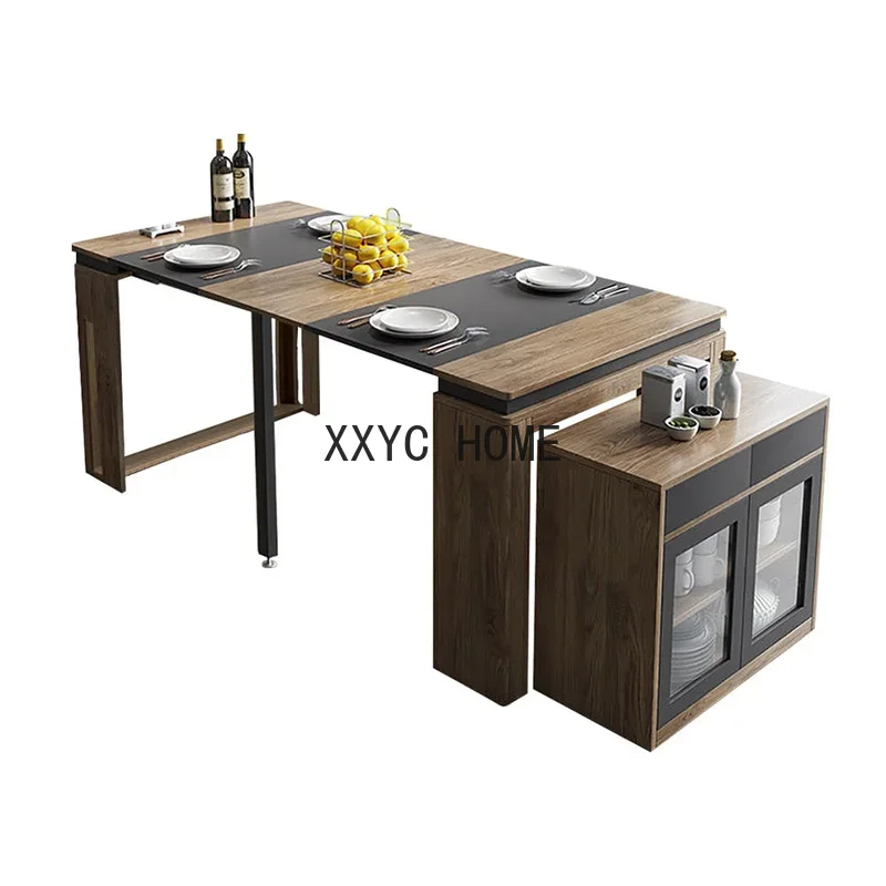 Modern Extendable Dining Table Rectangle Sideboard With Storage