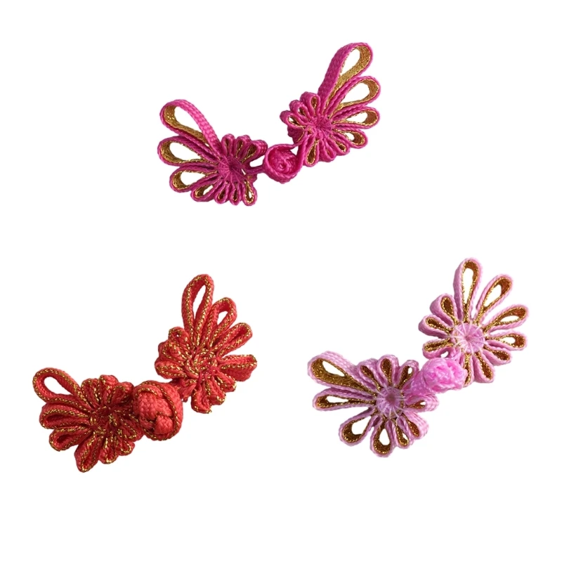 634C 1pair Chinese Cheongsam Buckle Traditional Knot Fastener Flower Knot Buttons DIY Clothing Decorative Accessory