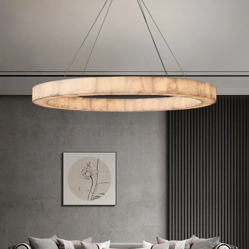 

LED Retro American Marble Black Silver Ceiling Chandelier Lighting Lustre Suspension Luminaire Lampen for Living Room