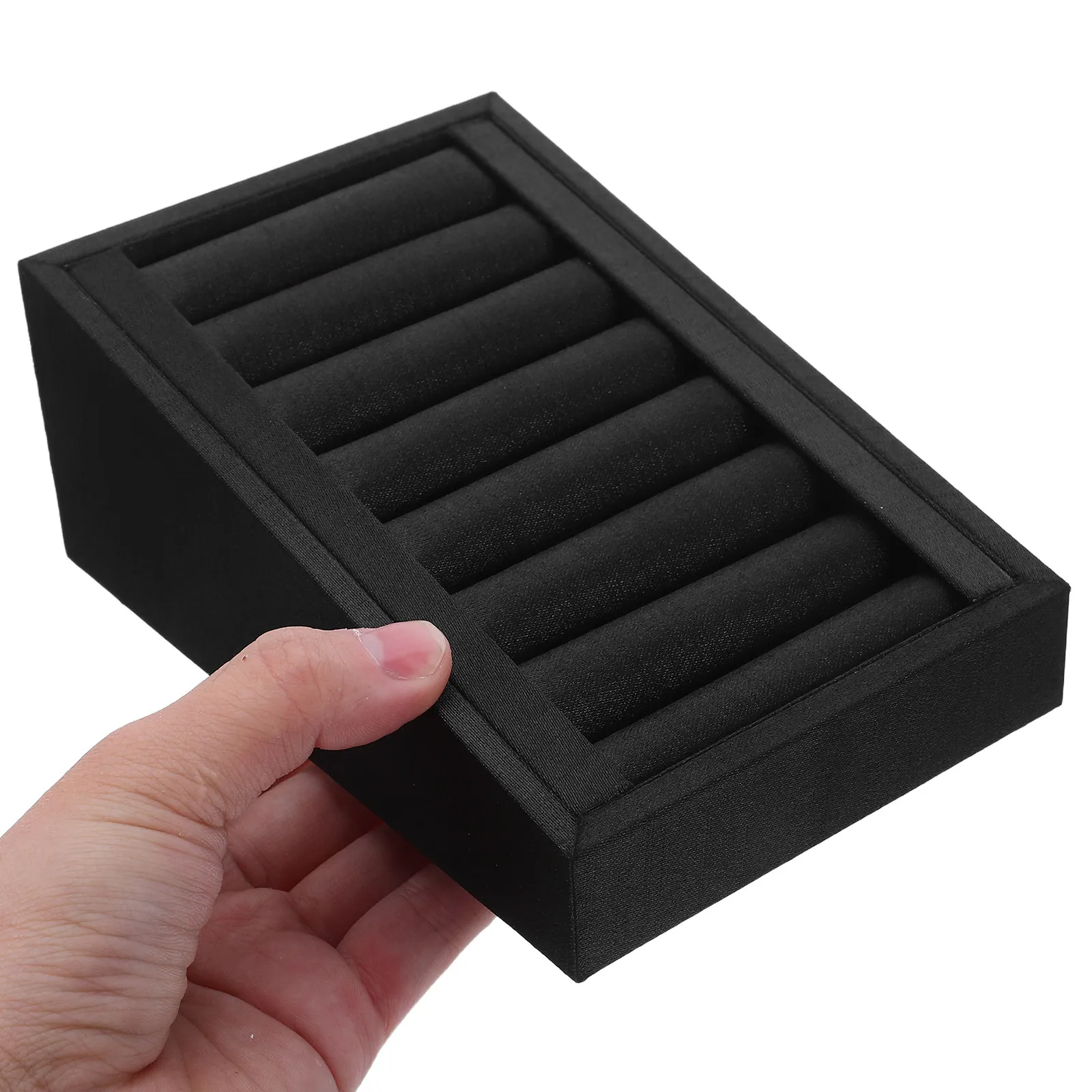 

Ring Display Tray for Jewelry PU Elegant Design Secure Grooved Slots Efficient Organization Trade Show Retail Counter