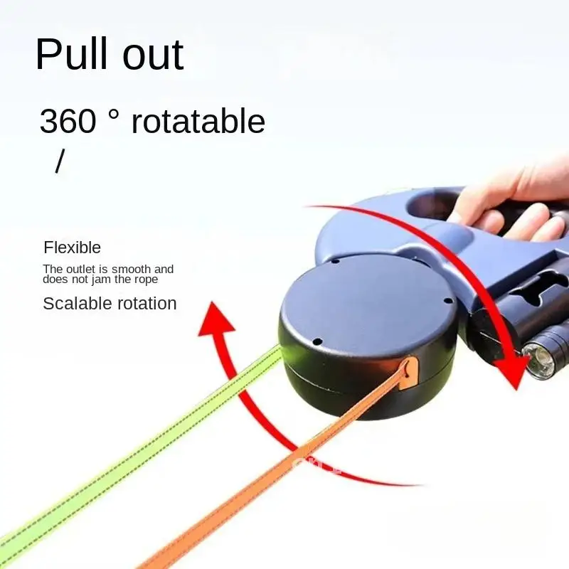 

Double dog Leash Light retractable roulette double end leash Portable pet supplies rotating leash walking dogs 2 pet for