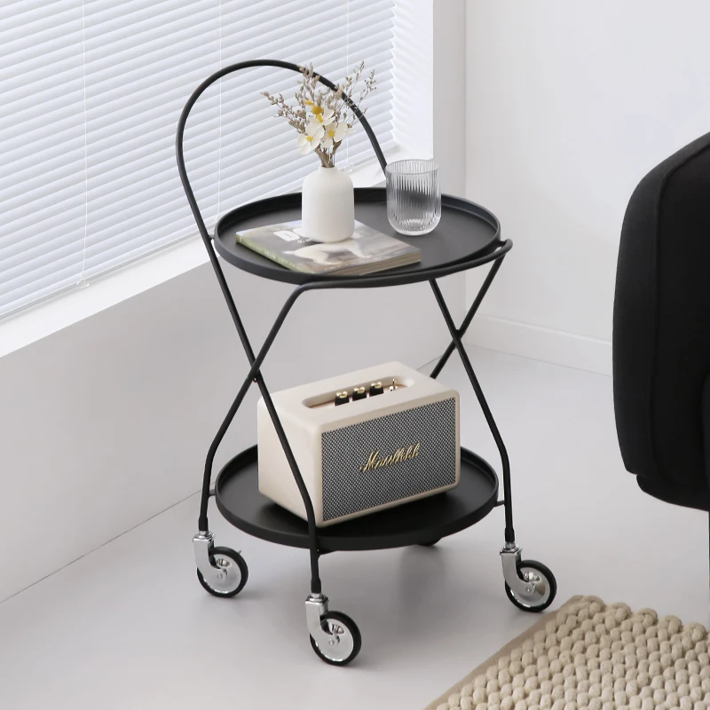 Small Cart Storage Rack Tray Double-layer Storage Bedside Table Kitchen Things Trolley Cart Kitchen Organizer 트롤리카트 전자렌지 선반