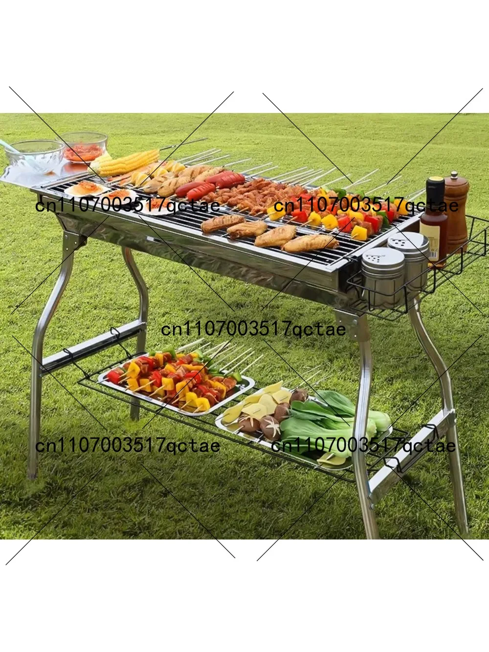 Cm Automatic Barbecue Flip Shelf Adjustable Width Tumble Skewer Grill Charcoal Stove Charcoal Smoked Grill Rack Foldable