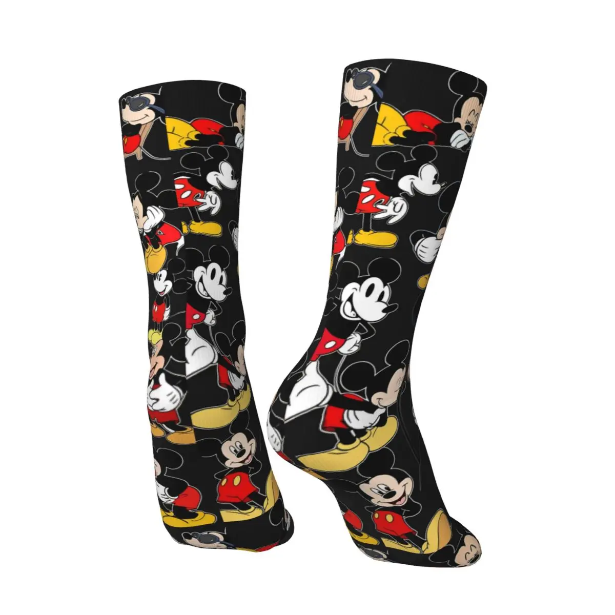 Hommes chaussettes Mickey Mouse tête dessin animé personnage bas hiver doux respirant chaussettes conception course sport chaussettes antidérapantes