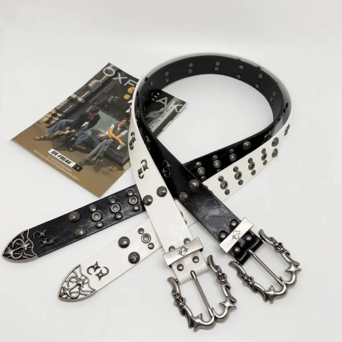 القوطية Y2K النساء الرجال أحزمة العلامة التجارية الفاخرة القوطي السيدات الهيب هوب الشرير برشام الهيكل العظمي طباعة حزام خصر الجينز زنار #1