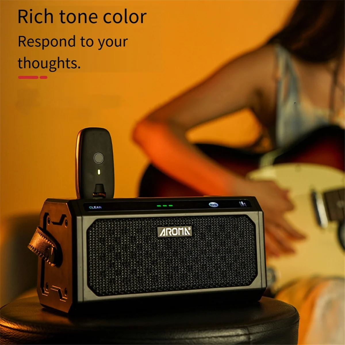 

AA85 AROMA Guitar Amplifier -08 10W with Clean, Delay, Overdrive, Distortion, Metal, 5 Hours Battery Life, Carrying Strap