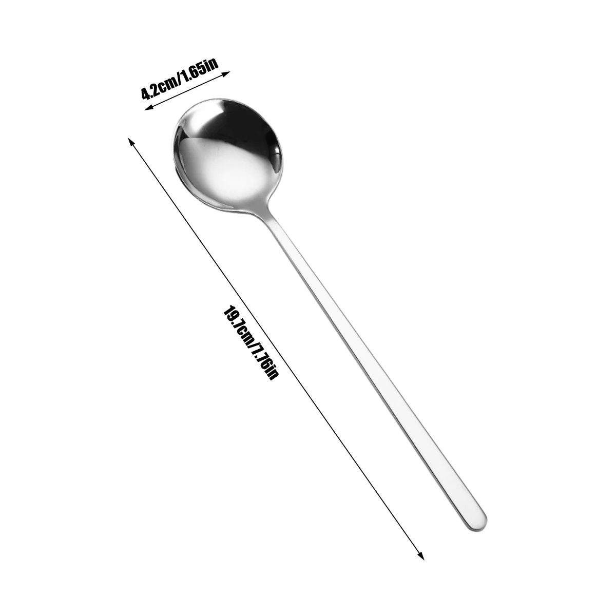 304 Stainless Steel Long Handle Round Spoon Long Golden Silver Household Soup Spoon Dinnerware