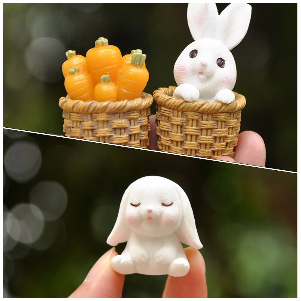 

8 Pcs Bunny Ornament Rabbit Mini Figurines Miniature Garden Statue Figure Resin Bunnies Figures Decoration