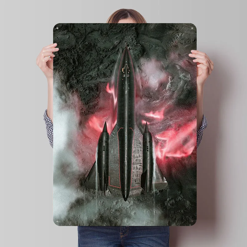 Jet Plane Blackbird SR-71 Printed Poster Customized Retro Wall Art Vintage Metal Tin Signs for Home Decoration Aesthetic House