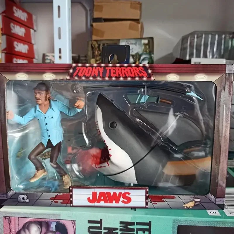 In Stock Neca Jaws Toony Terrors Jaws And Quint Shark Cosplay Anime Action Figures Collectable Model Toys Dolls Gifts