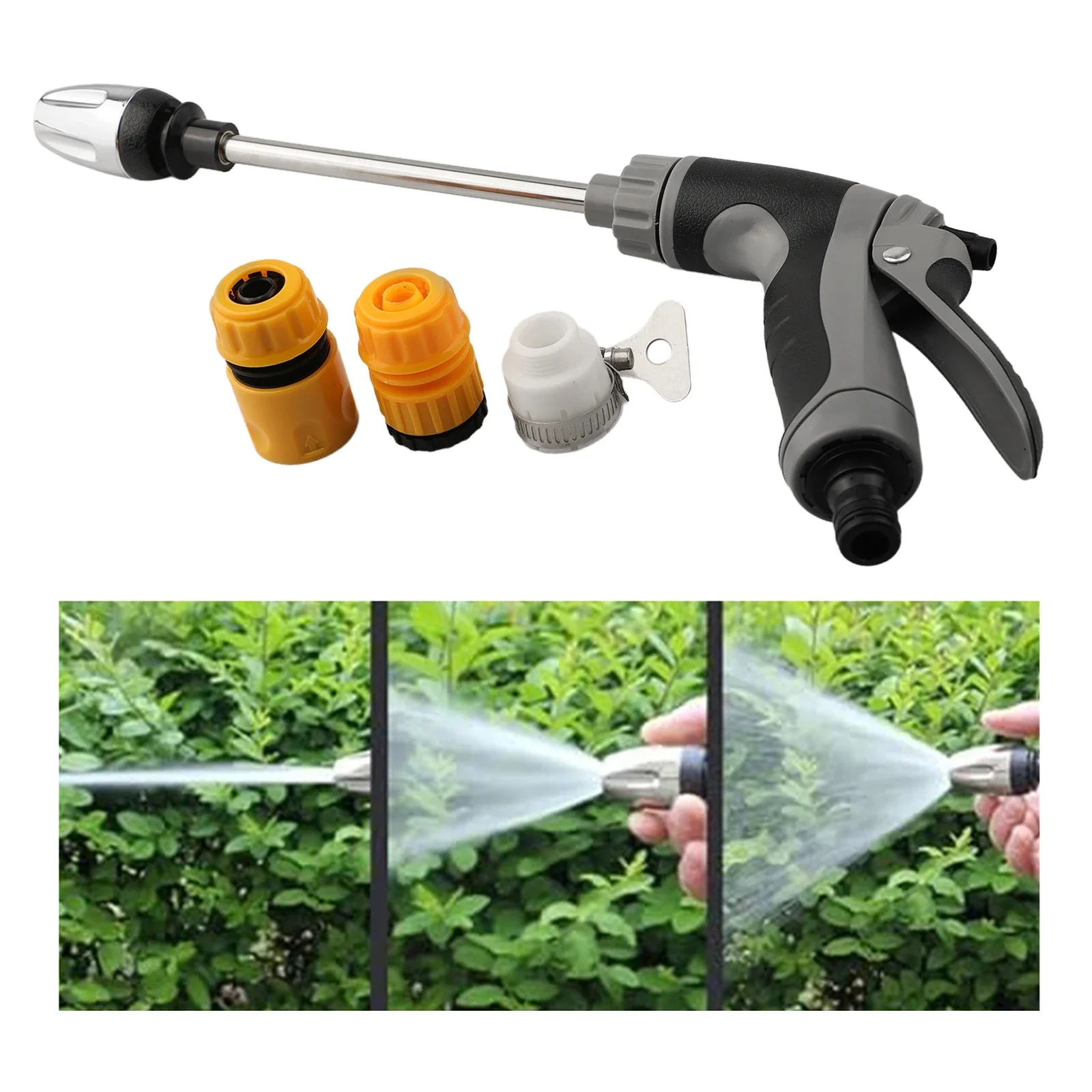 

Adjustable Water Flow Nozzle Adjustable Turbo Washer Comfortable Rubber Handle Labor-saving Closure For Balconies