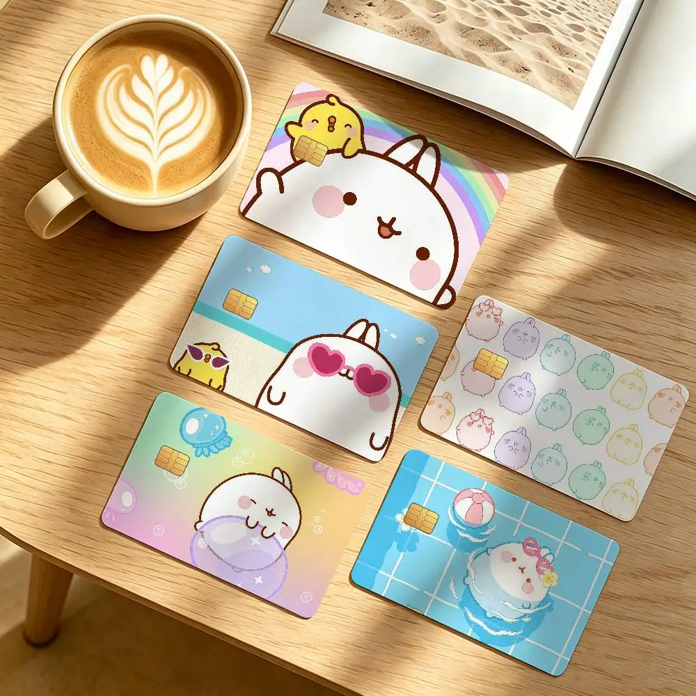 Cartoon Cute M-Molang-ES Credit Card Public Transportation Cards Protective Sticker Waterproof Card Face Decoration 4PCS