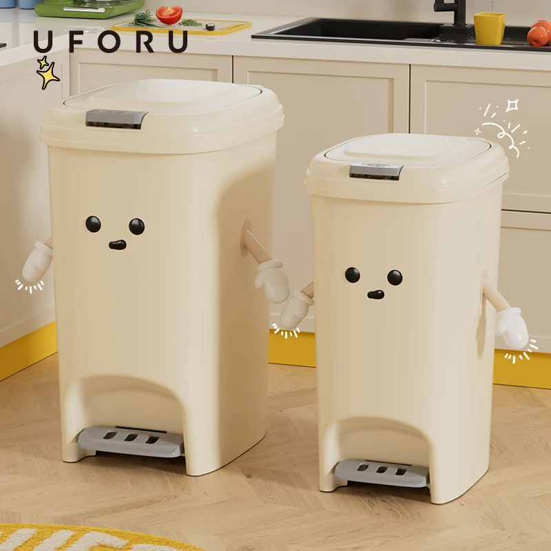 

10L/20L Back to School Large Capacity Foot Pedal Trash Can for Kitchen Dorm Room Toilet DIY Cute Creative Ash-Bin
