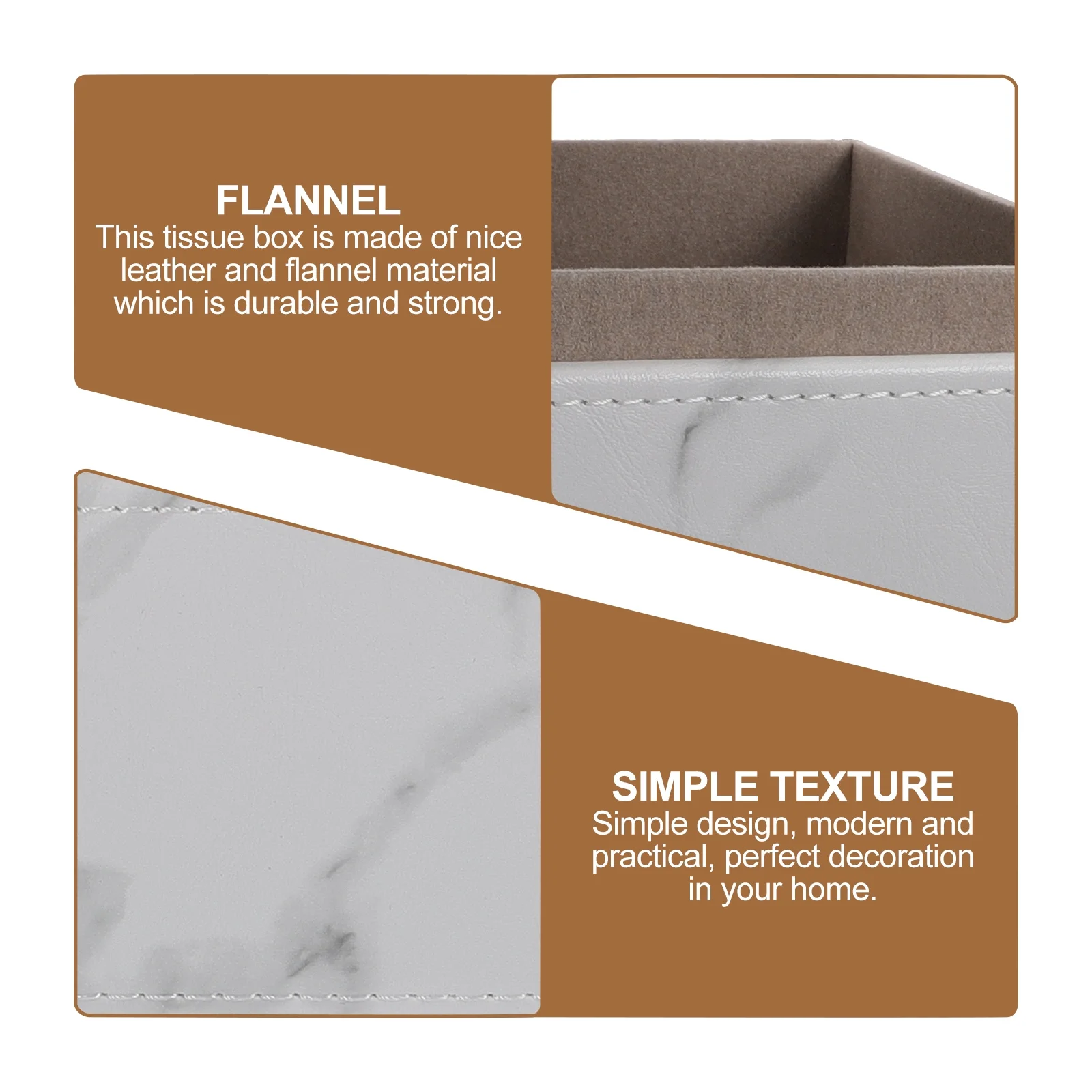 

1Pcs Marble Texture Tissue Box Flannel Storage Case for Home Office Restaurant Car Napkin Holder