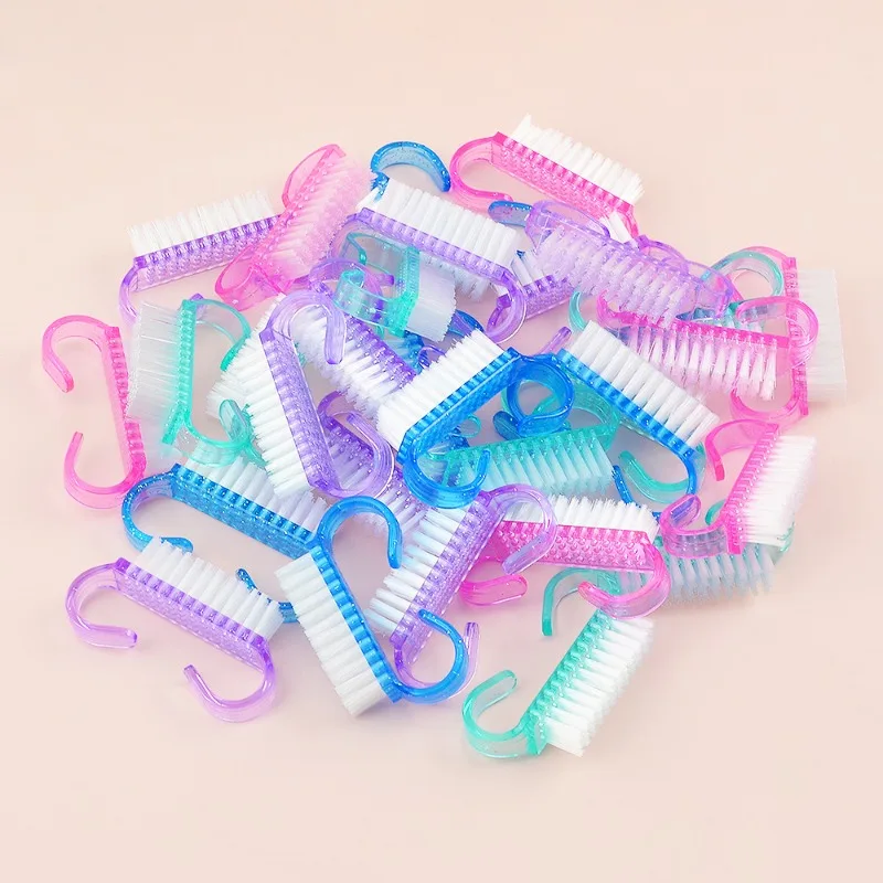 Lot de 50 brosses à ongles colorées en plastique, pour manucure et pédicure